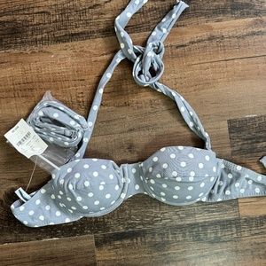 J. Crew Grey Polka Dot Padded Push Up Bikini Top